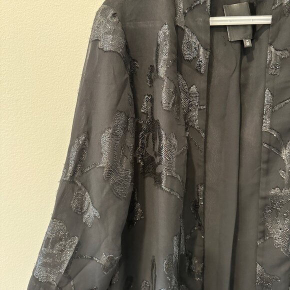 Dynamite Sheer Longline Kimono/Duster Jacket Size Medium Black - Picture 2 of 3